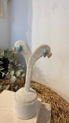 İthal Gold Renk Mavi Taşlı Küpe