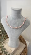 İthal Gold Renk Pembe Boncuk Kolye