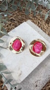 İthal Gold Renk Pembe Küpe