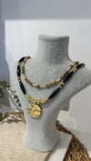 İthal İkili Siyah Gold Boncuk Kolye 40+10cm