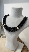 İthal İkili Siyah Gold Kolye 40+5 cm