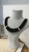 İthal İkili Siyah Gold Kolye 40+5 cm