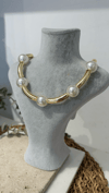 İthal İnci Gold Boncuk Kolye 40+10cm