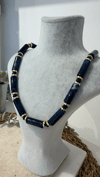 İthal Mavi Gold Boncuk Kolye 40+10cm