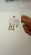 Zirkon Üçlü Gold Renk Küpe