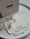 İsimli Damat Fincanı Mendili (Beyaz Kenarlı-Gold Baskı)