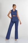 Denim Çıt Çıt Detaylı Kemerli Takım 1182