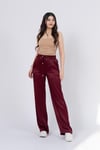 Düz Saten Beli Lastikli Cepli Pantolon 30238