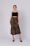Saten Leopar Desen Beli Lastikli Etek 6718