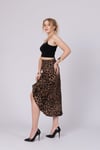 Saten Leopar Desen Beli Lastikli Etek 6718