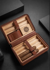 QUANTUM Deri Seyahat Humidor Kahverengi | İçi Sedir Ağacı Kaplama