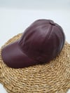 Bordo Renk Deri Unisex Şapka