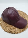 Bordo Renk Deri Unisex Şapka