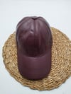 Bordo Renk Deri Unisex Şapka