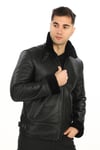 Spor Pilot Model Erkek Deri Mont Siyah Renk