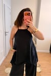 Asimetrik Kesim Deri Örgü Askılı Tencel Tulum 