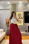 Bordo Kırışık Etek