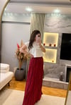 Bordo Kırışık Etek