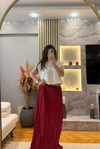 Bordo Kırışık Etek
