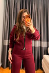 Bordo Şeritli Triko Takım