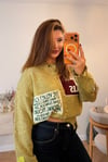 Çağla Yeşili Patch Detaylı Triko Kazak