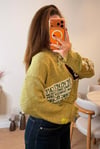 Çağla Yeşili Patch Detaylı Triko Kazak