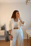 Ekru Crop 3Lü Kapüşonlu Modal Takım