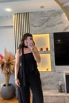 Fularlı Siyah Straplez Takım