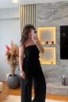 Fularlı Siyah Straplez Takım