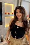 Gold Düğmeli Siyah Straplez Bluz