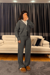 Gri Çift Fermuar Triko Takım