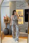 Gül Detaylı Straplez Takım