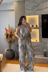 Gül Detaylı Straplez Takım