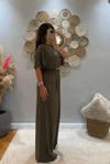 Haki Crop Palazzo Eşofman Takımı