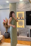 Halter Yaka Kırışık Kumaş Elbise