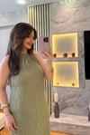 Halter Yaka Kırışık Kumaş Elbise