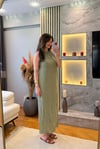 Halter Yaka Kırışık Kumaş Elbise