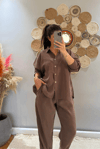 Kahve Modal Gömlek Pantolon Takım