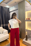 Kırmızı Bol Paça Pantalon
