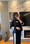 Lacivert Modal Göğüs Detay Takım