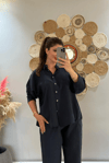 Lacivert Modal Gömlek Pantolon Takım
