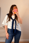 Lacivert Önden Bağlamalı Bluz
