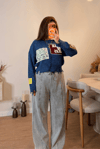 Lacivert Patch Detaylı Triko Kazak
