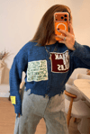 Lacivert Patch Detaylı Triko Kazak