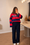 NYC  Baskılı Çizgili Sweatshirt