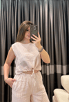 Pembe Çizgili Müslin Takım