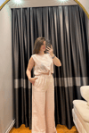 Pembe Çizgili Müslin Takım
