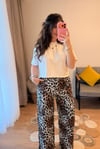 Saten Leopar Pantolon