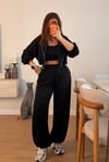 Siyah Crop 3Lü Modal Takım