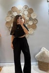 Siyah Crop Palazzo Eşofman Takımı
